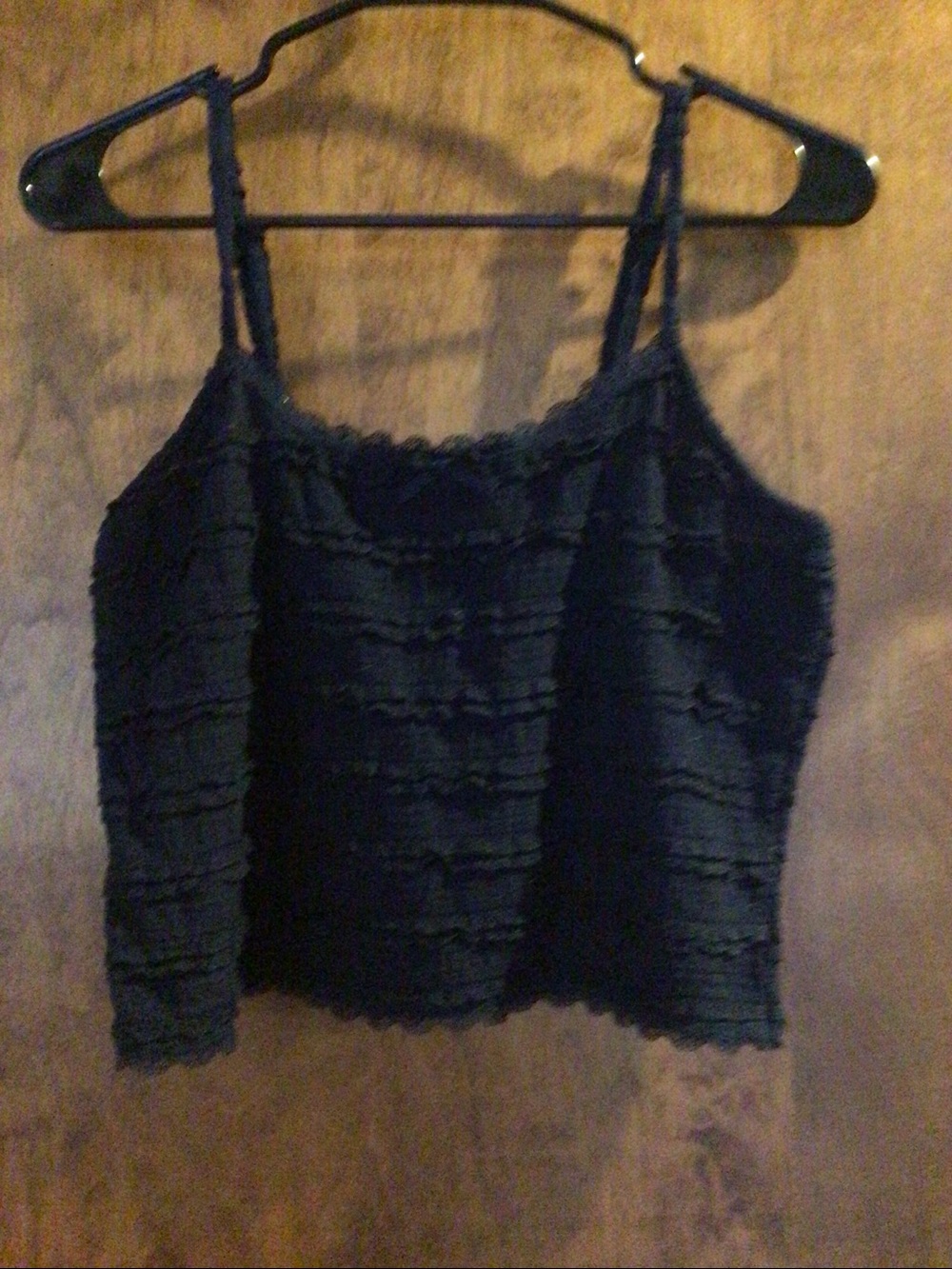 No Boundaries Black Ruffled Texture Camisole